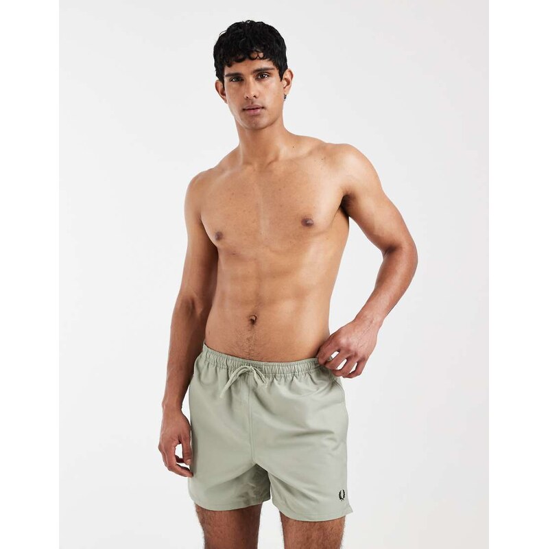 Fred Perry drawstring logo swim shorts in pale green