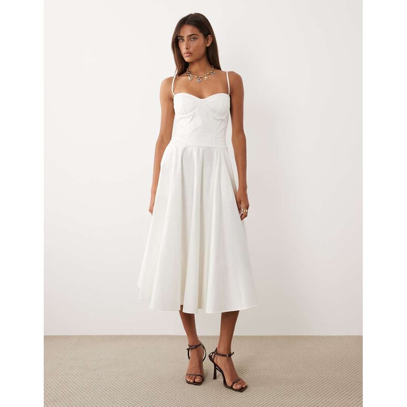 TFNC cotton corset detail cami midi dress in white 115521174