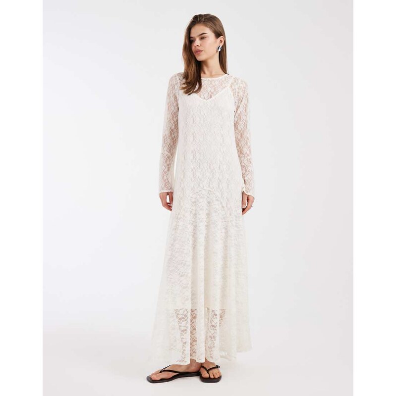 Vero Moda all over floral lace boho maxi dress with godet skirt