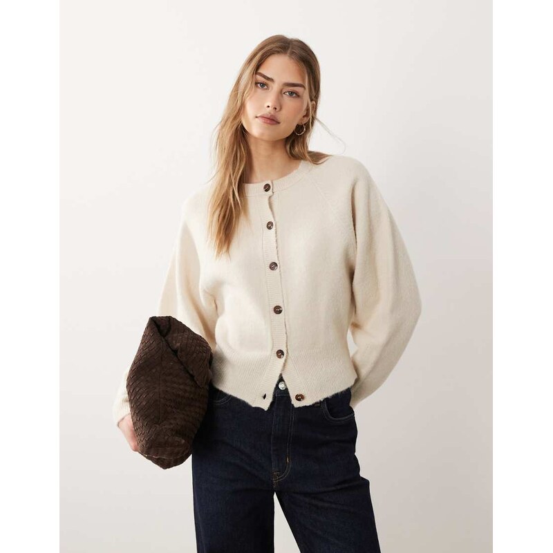 ASOS DESIGN crew neck cardigan with raglan sleeve detail in