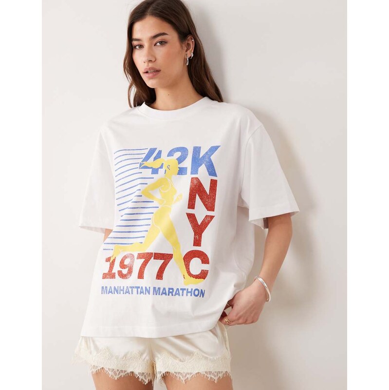 ASOS DESIGN Oversized T-shirt with New York marathon graphic in