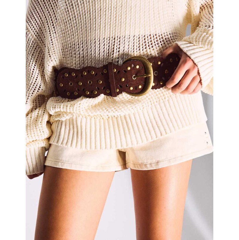 Bershka Openwork belt in brown 114684147