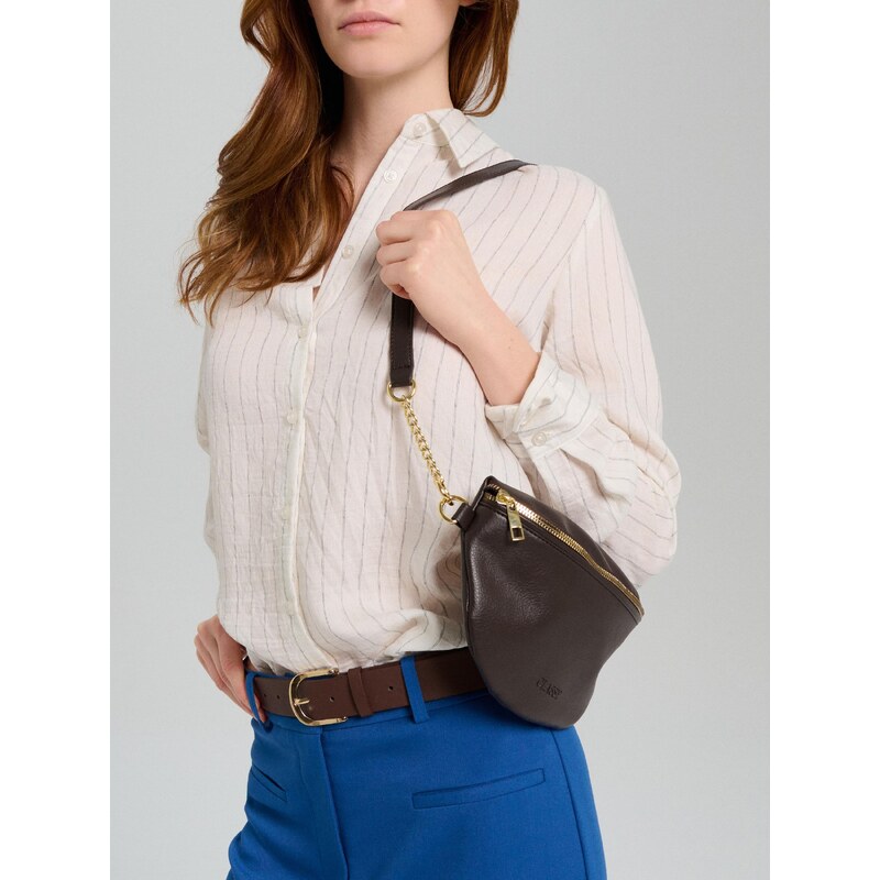 Sinsay - Kabelka typu crossbody z imitace kůže - tmavě hnědá 114959668