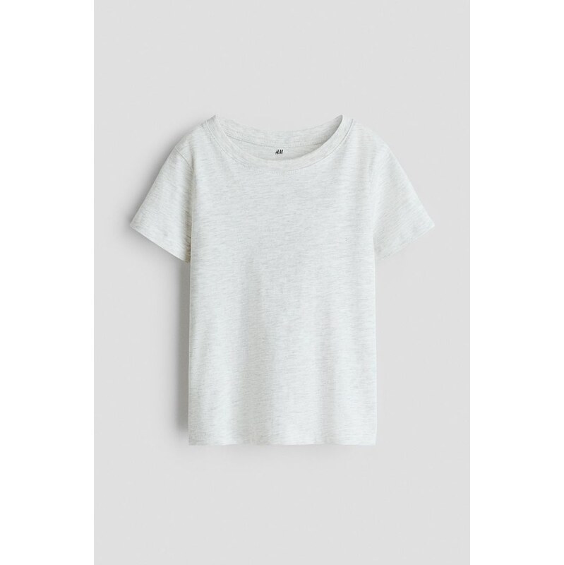 H&M - Bavlněné tričko - Světle Šedý Melír