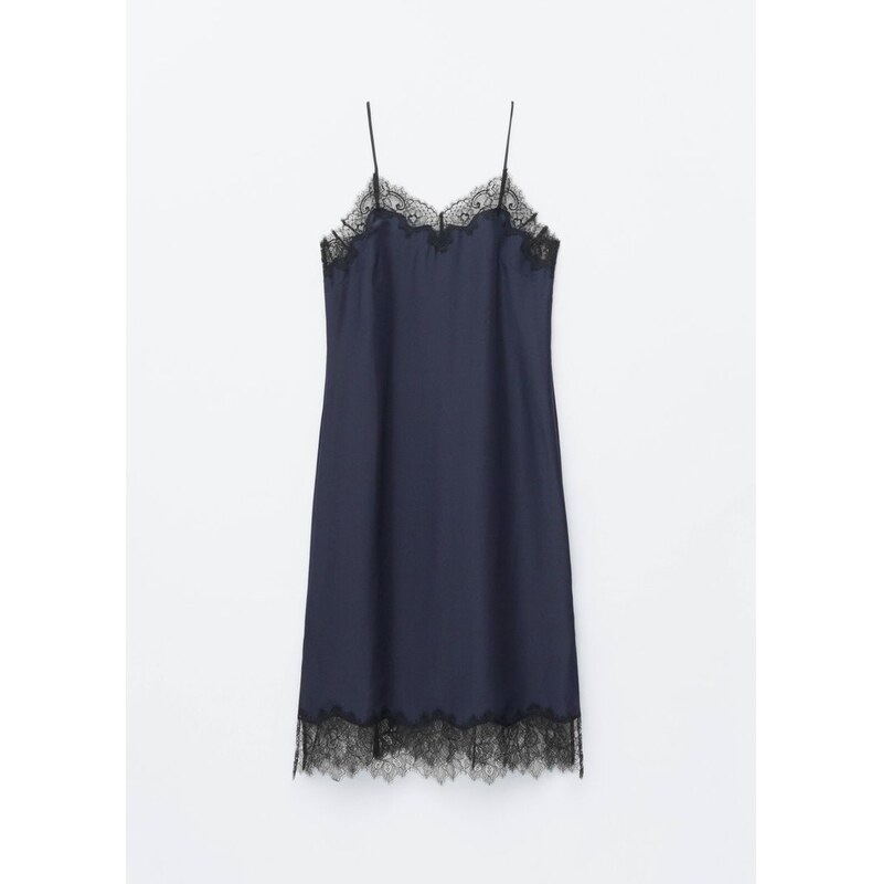 H&M - Hedvábné midi šaty - modrá 114684458