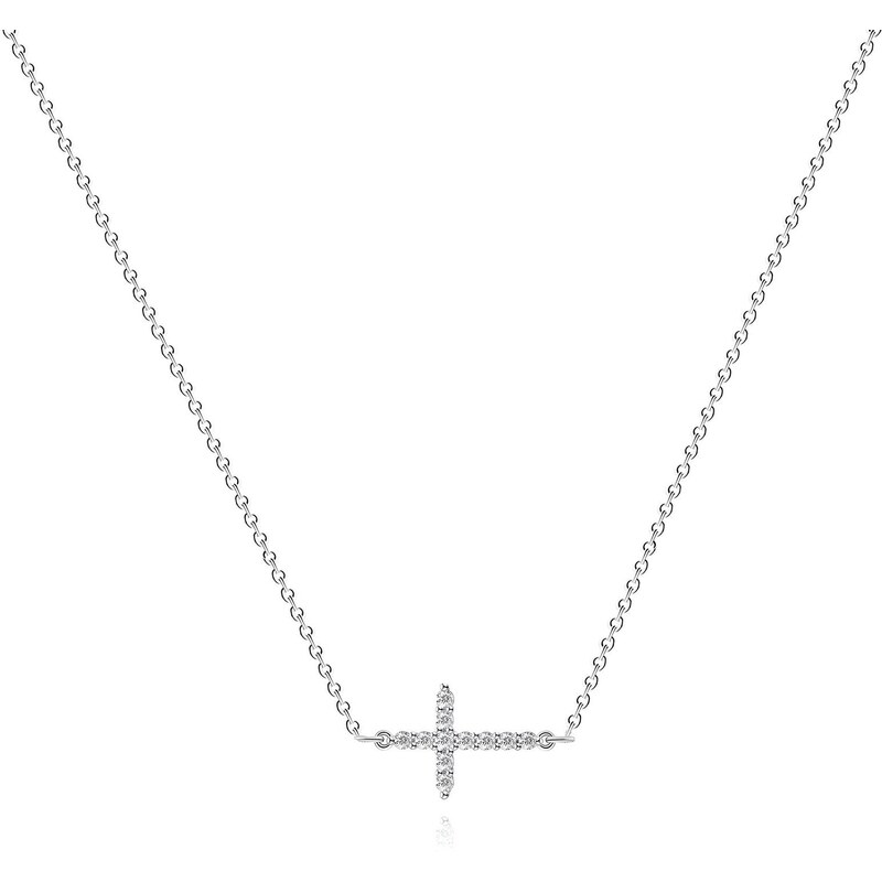 SYLVIENE Náhrdelník CROSSES se Zirkony Silver 114684514