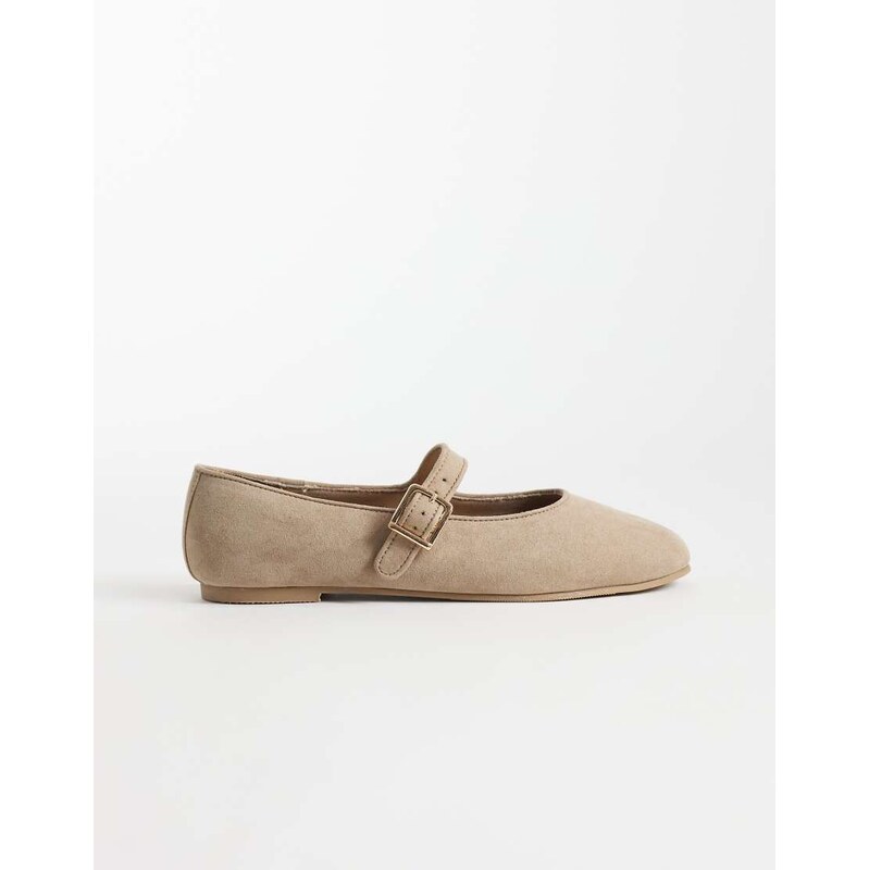 New Look faux suede mary jane ballet flats in light brown