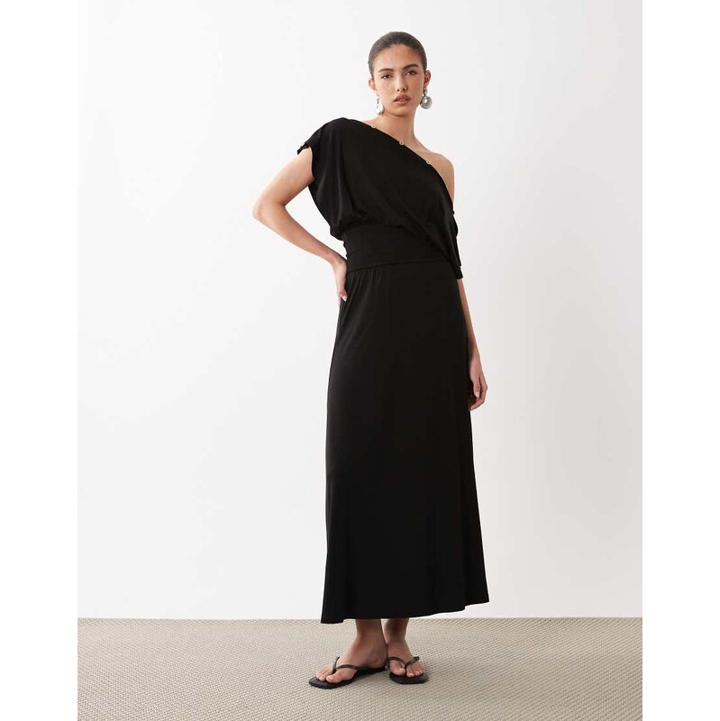 ASOS DESIGN multi way button up midaxi dress in black