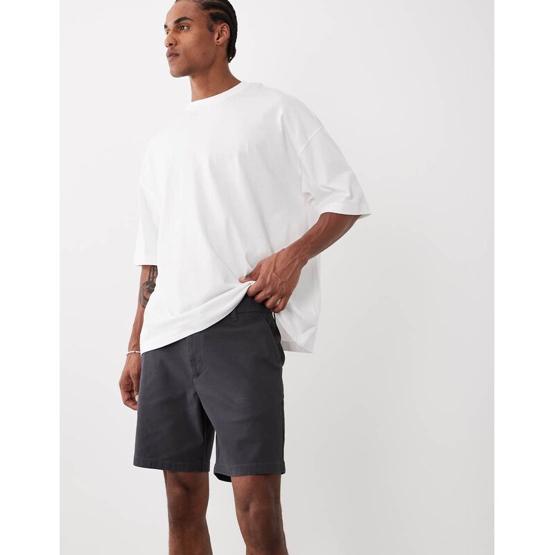 ASOS DESIGN skinny fit chino shorts in mid length in charcoal