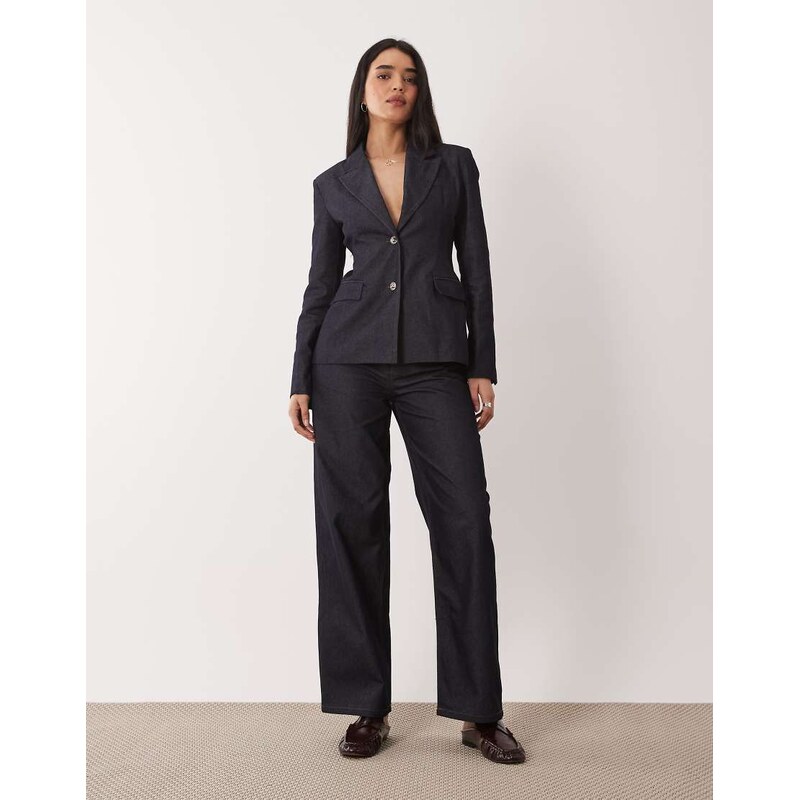 Glamorous low rise baggy jeans in dark indigo co-ord-Blue