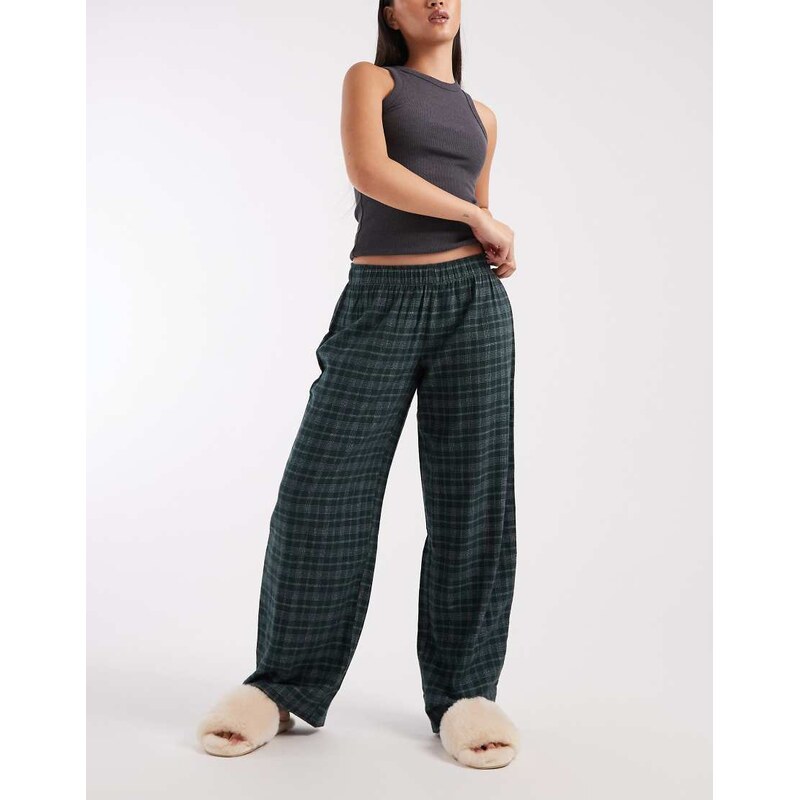 Cotton On flannel barrel leg lounge trouser in pine cone green