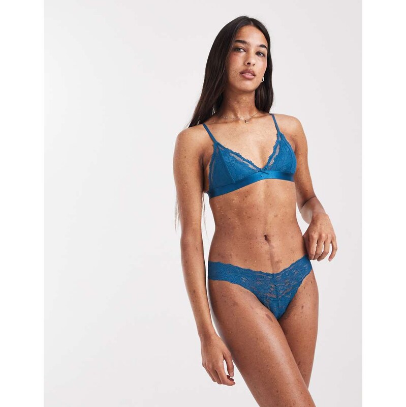 Cotton On everyday lace g string brief in teal-Blue