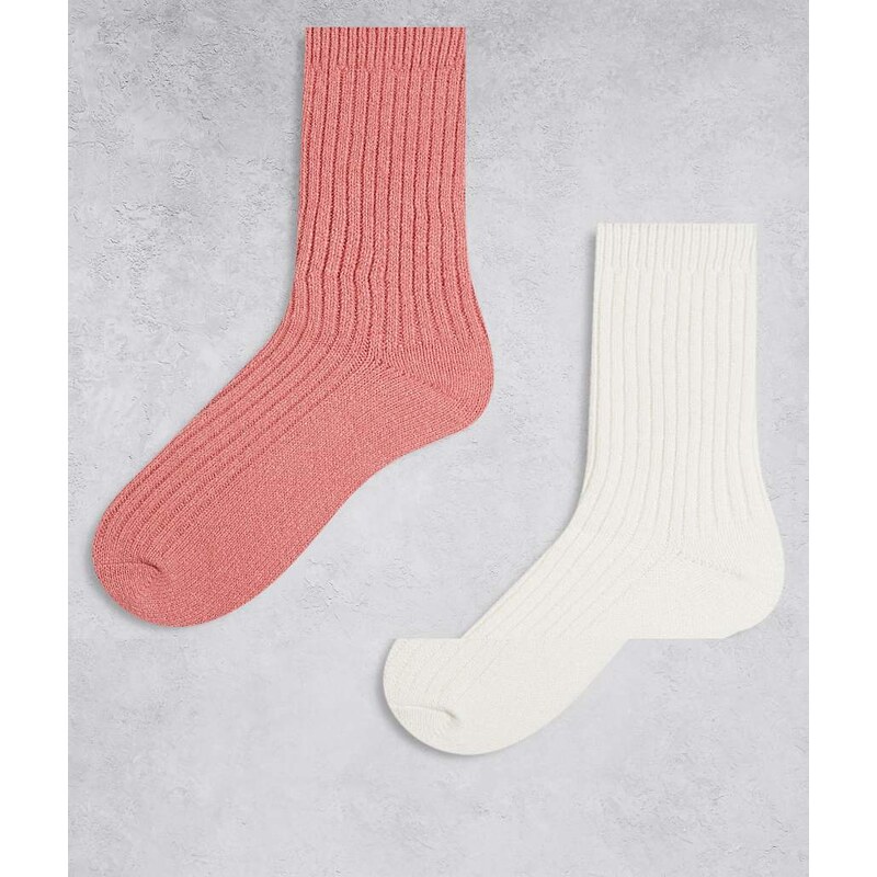 Cotton On 2 pack crew socks in cream berry bliss-Multi 114688079