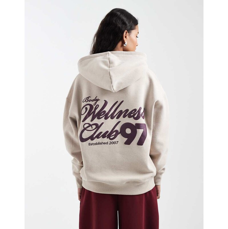 Cotton On plush premium graphic hoodie in sesame marle-Multi 114688125