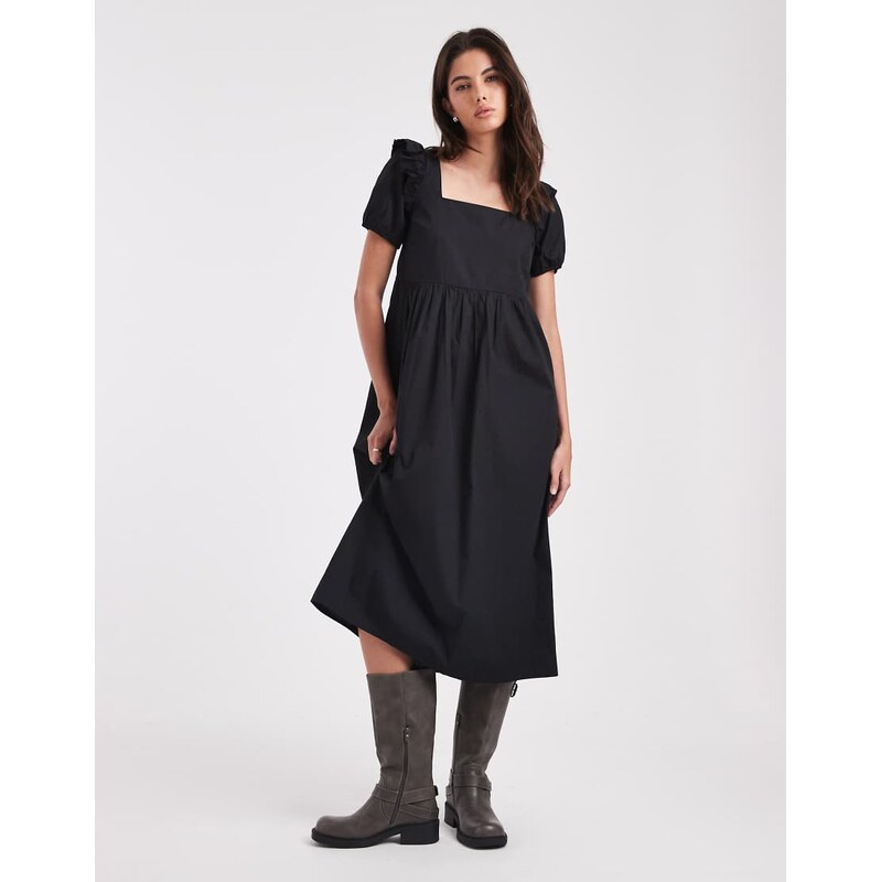 Wednesdays Girl Wednesdays Girl poplin ruffle tie back midaxi