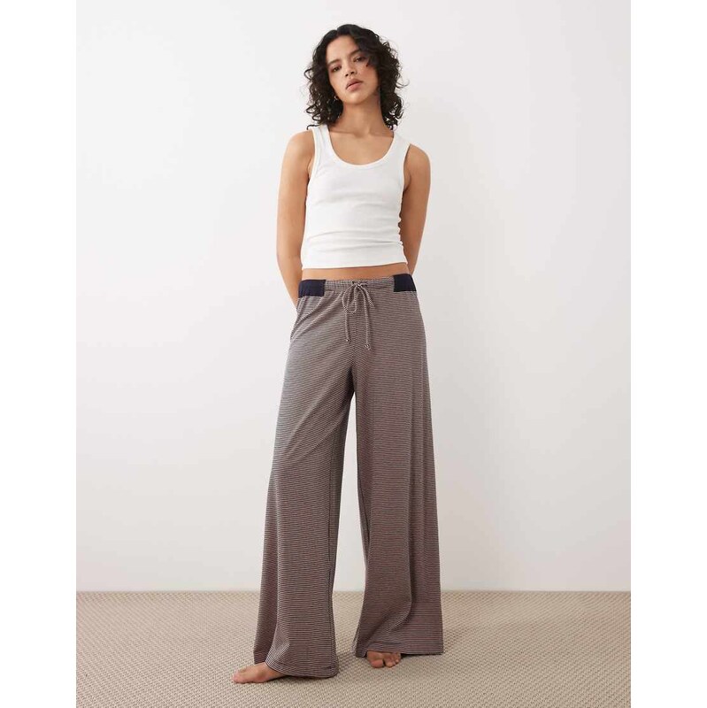 Free People out and about low rise wide leg trouser in peach combo 115733508