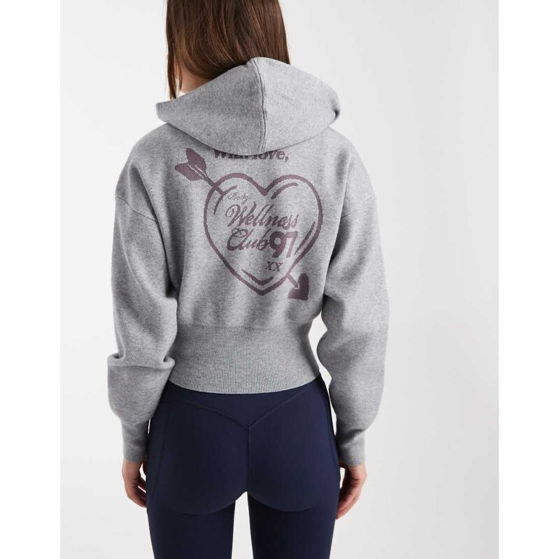 Cotton On knit cropped zip through in light grey 114688184