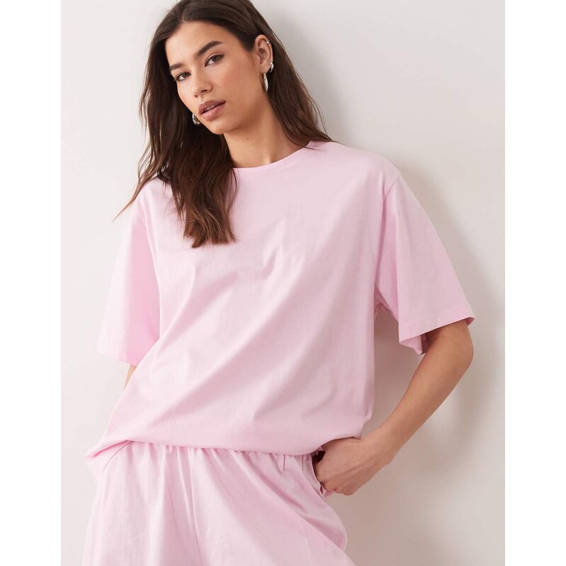 ASOS DESIGN mix & match cotton oversized pyjama tee in candy pink 115521000