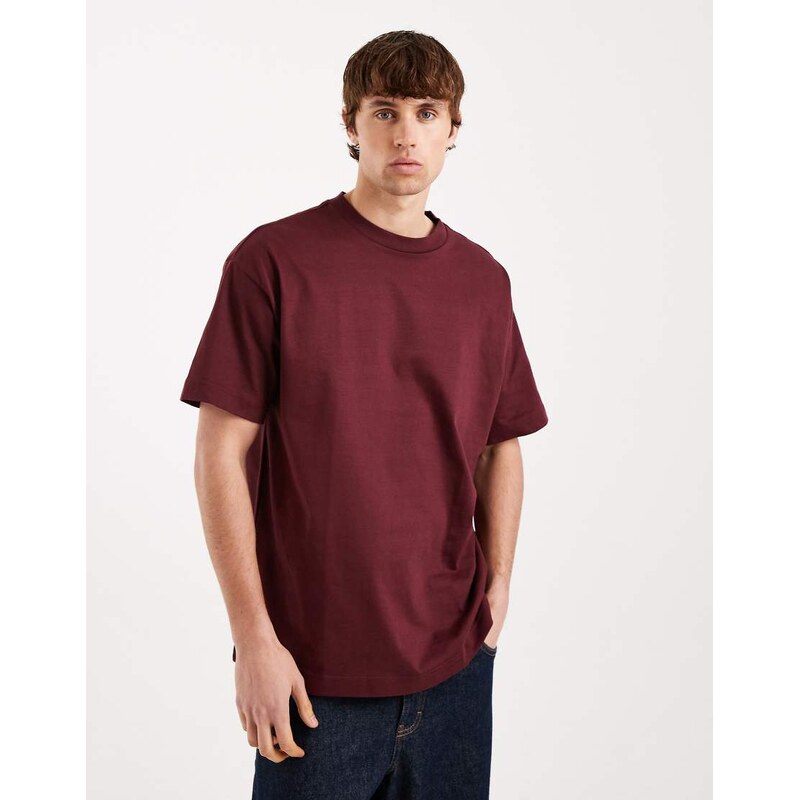 Cotton On box fit t-shirt in true burgundy-Red