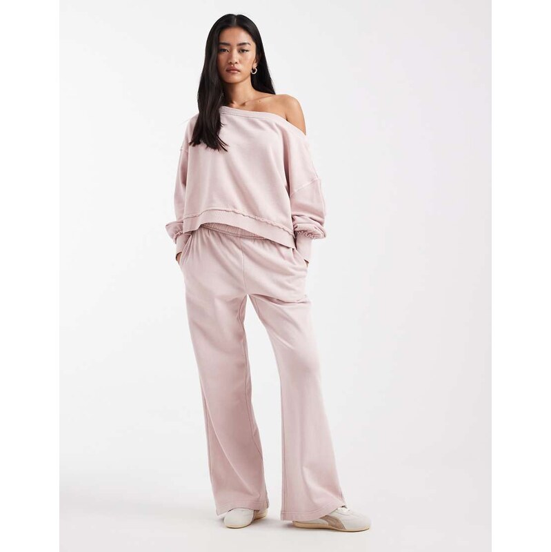 Cotton On wide leg sweatpant co-ord in washed cloud blush co-ord
