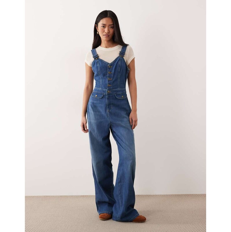 Lee cut out wide leg strappy jumpsuit in light blue