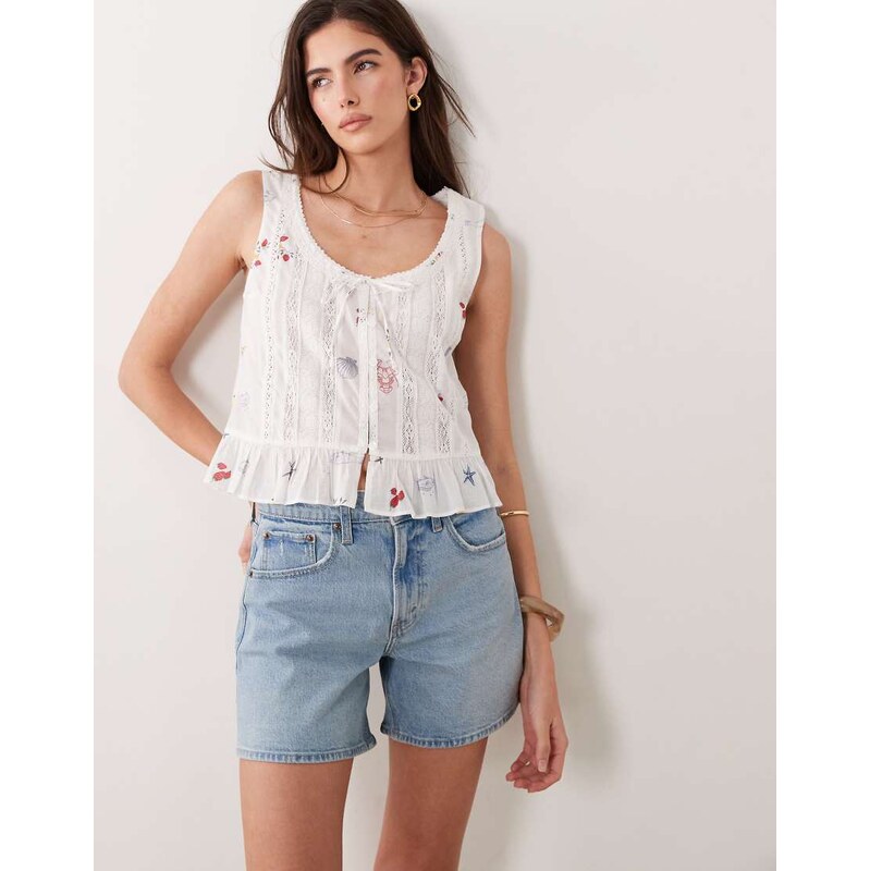 Abercrombie & Fitch high rise denim dad short with clean hem in