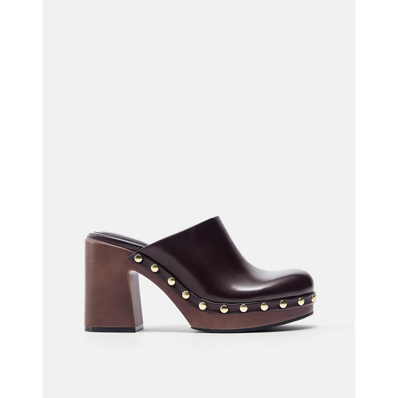 Pull&Bear Studded block heel clogs in pink shades