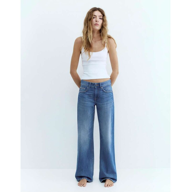 Pull&Bear Low-rise straight leg jeans in ocean-Navy