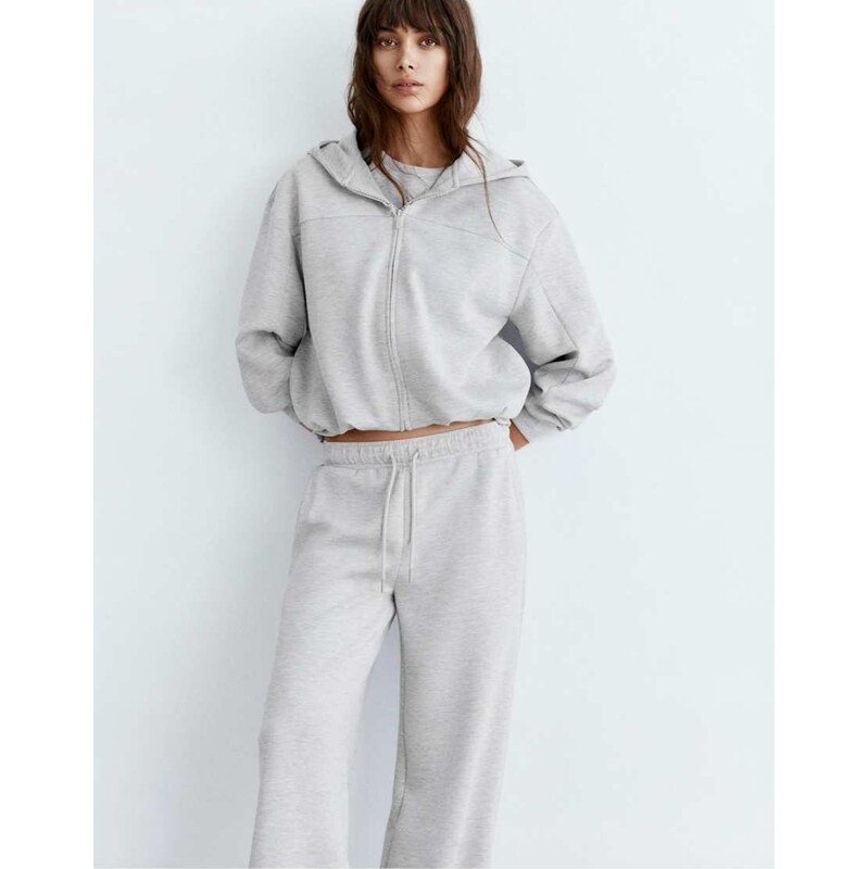 Pull&Bear Balloon hoodie in grey marl 114688389