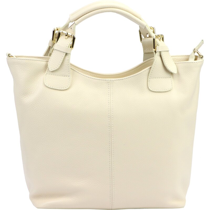 Kožená shopper bag kabelka Luka 26-108 DL světle béžová 114686496