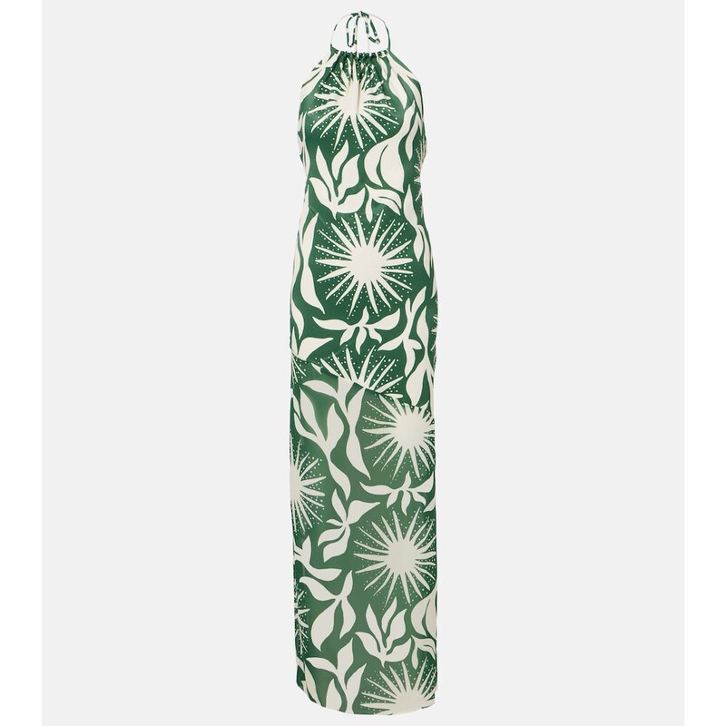Cala de la Cruz Acasia beaded printed halterneck maxi dress
