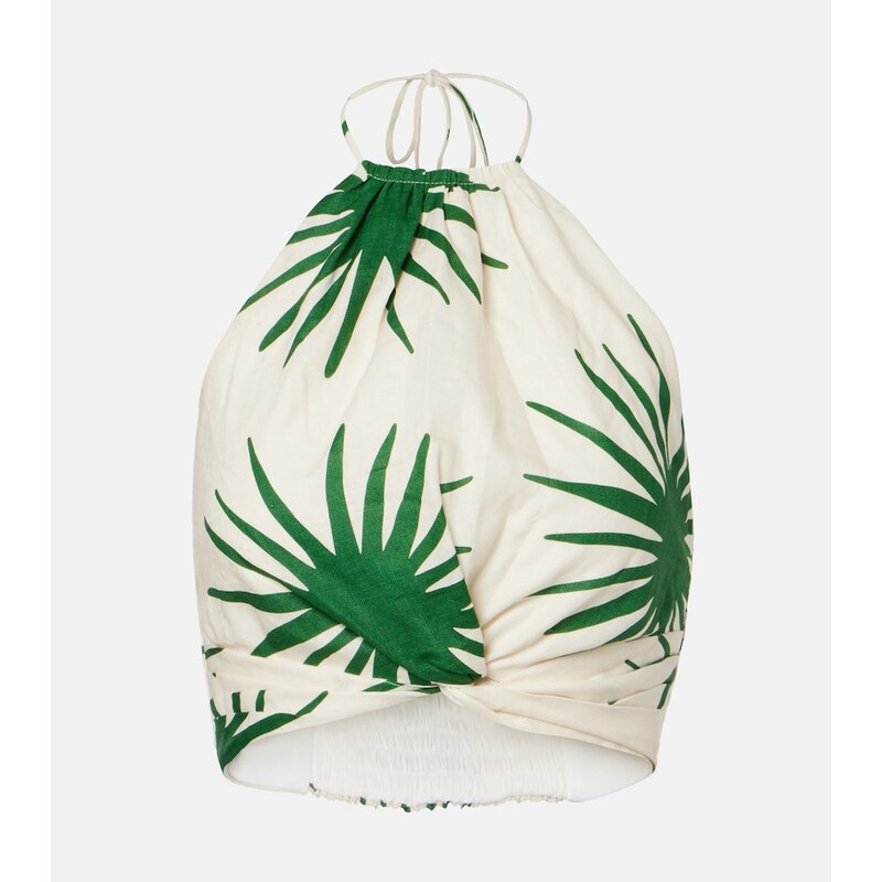 Cala de la Cruz Lodi printed halterneck linen crop top