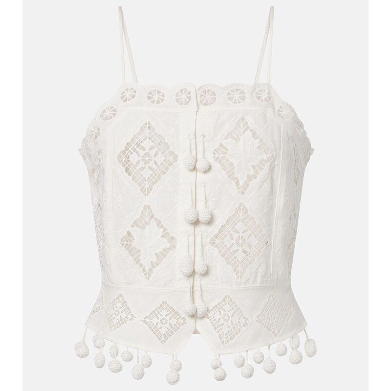 Isabel Marant Nellsy cotton and linen crop top