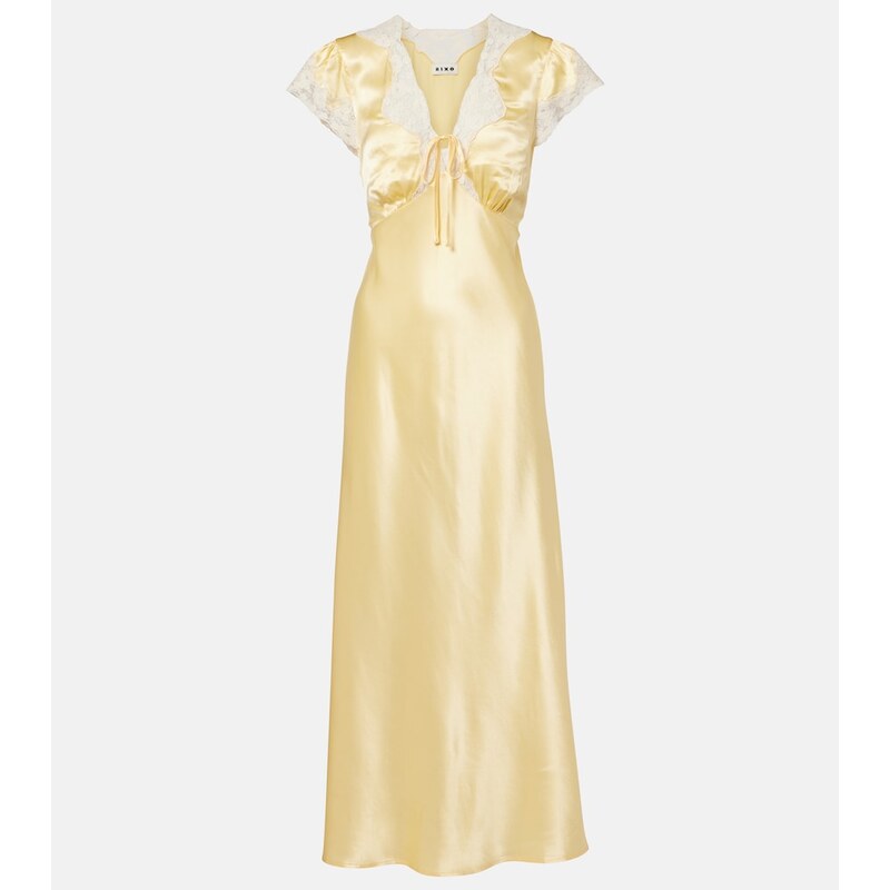 Rixo Lace-trimmed satin midi dress