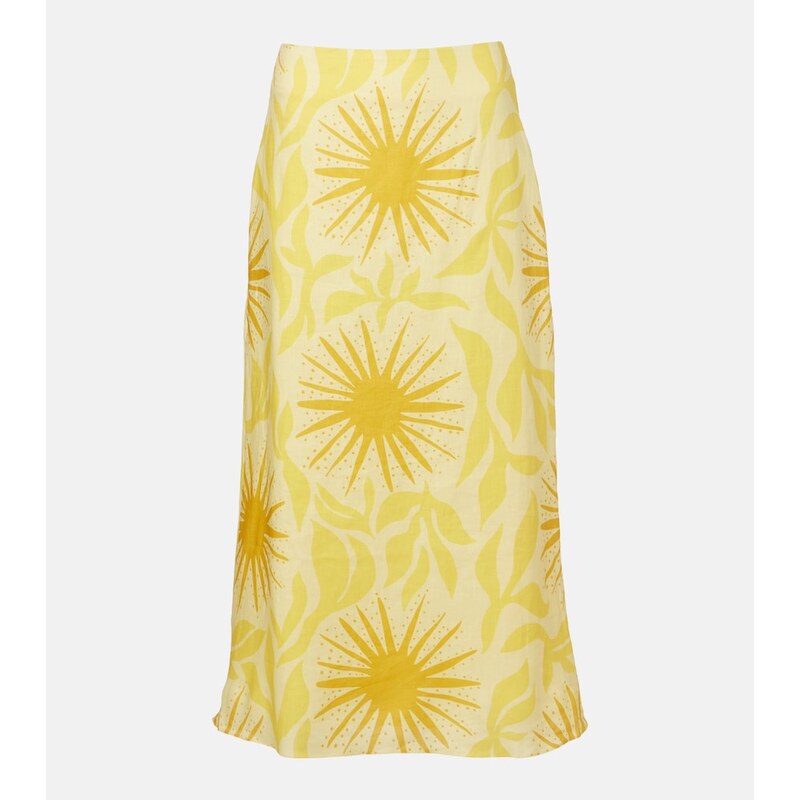 Cala de la Cruz Fabiana printed linen midi skirt