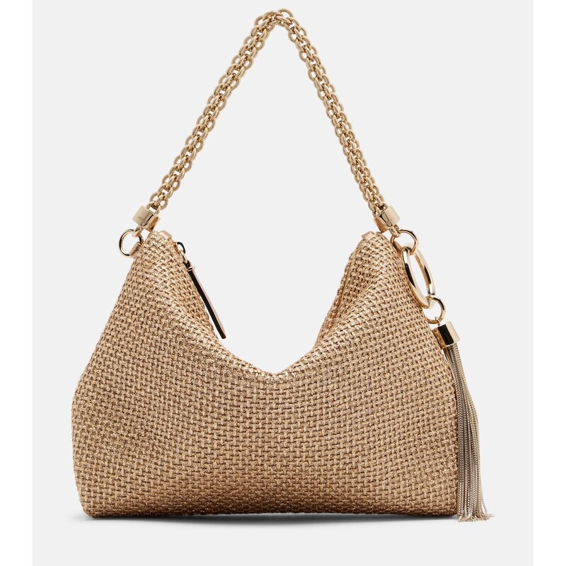 Jimmy Choo Callie Medium raffia-effect shoulder bag