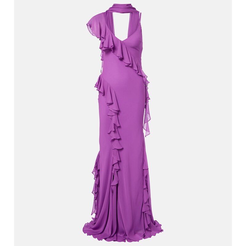 De La Vali Mayara ruffled georgette gown