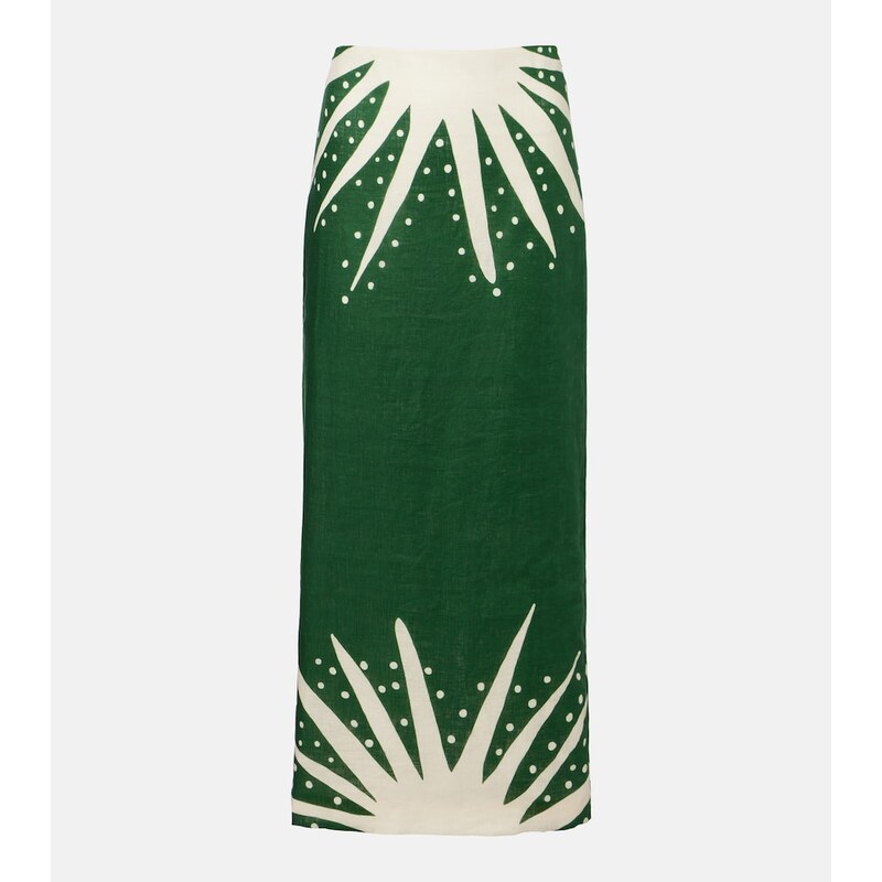 Cala de la Cruz Bruna printed linen midi skirt