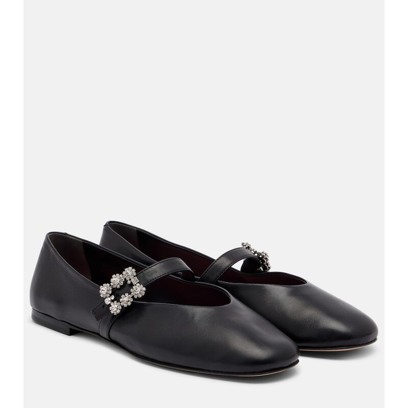 Roger Vivier Roundy Toe embellished leather ballet flats