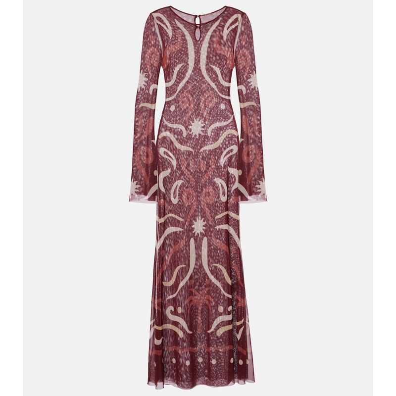 Cala de la Cruz Amay printed mesh maxi dress