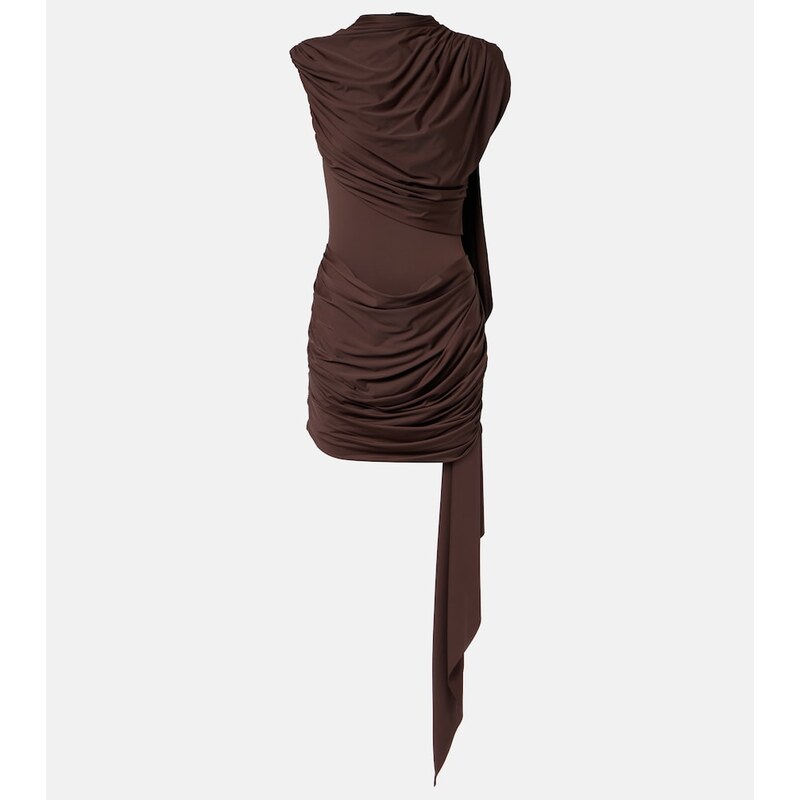 De La Vali Draped caped jersey minidress