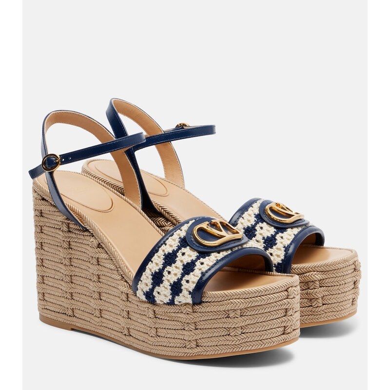 Valentino Garavani VLogo leather-trimmed wedges