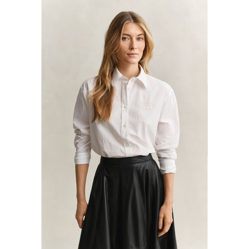 KOŠILE GANT REL STRIPE CTN EMBR CHEST SHIRT EGGSHELL
