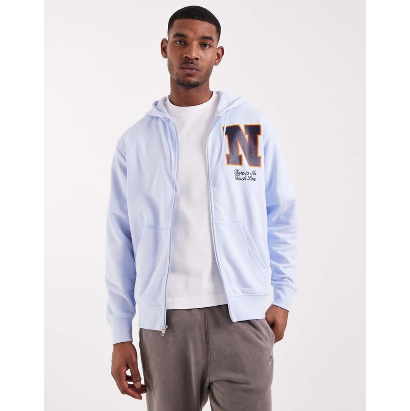 Nike Club French Terry full zip hoodie in light blue