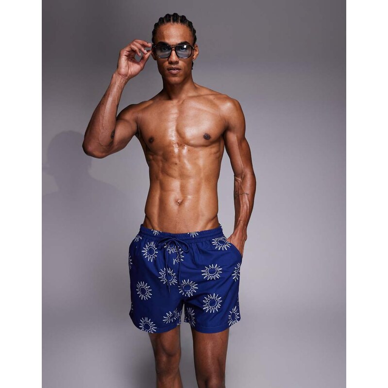 South Beach sundial print swimshort in navy