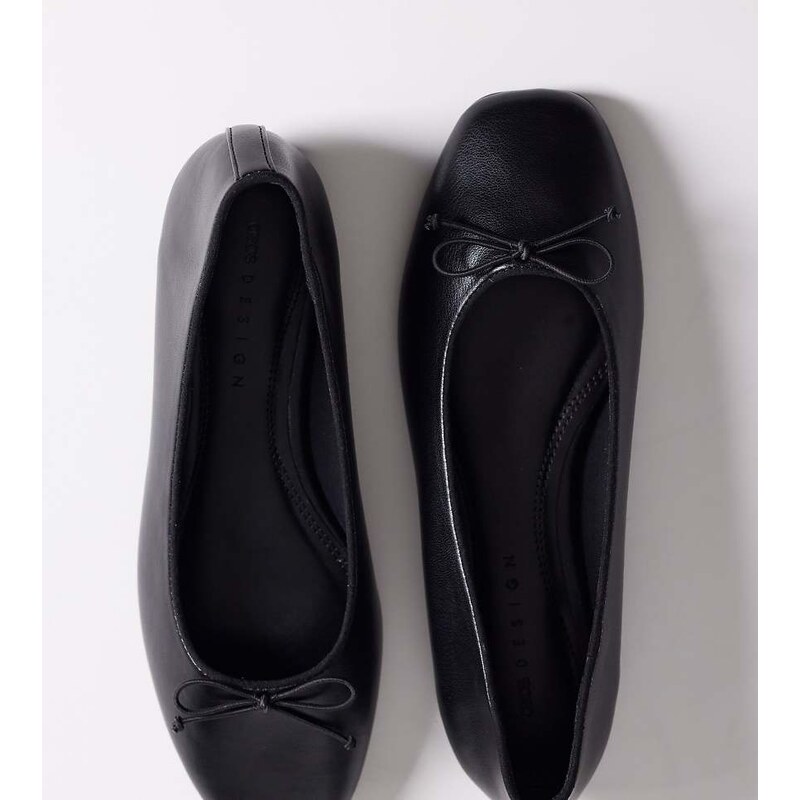ASOS DESIGN Wide Fit Lion bow ballets in black