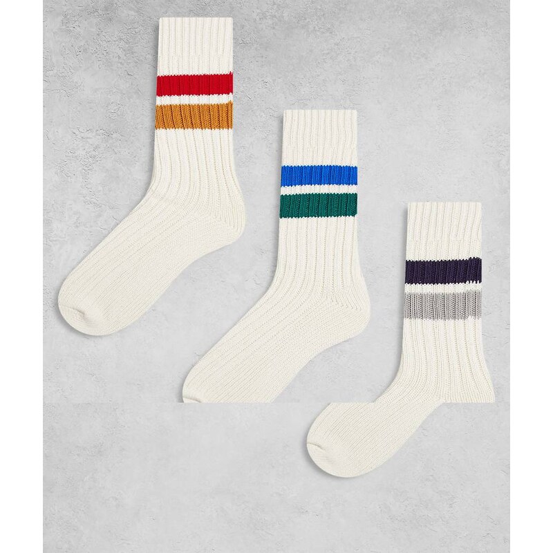 Cotton On 3 pack varisty socks in white 114689879