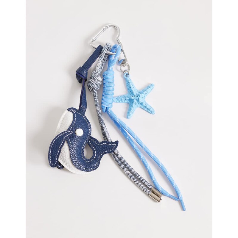 ASOS DESIGN whale bag charm in blue 114689885
