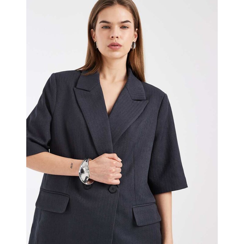 Vero Moda oversized short sleeve blazer co-ord in dark grey