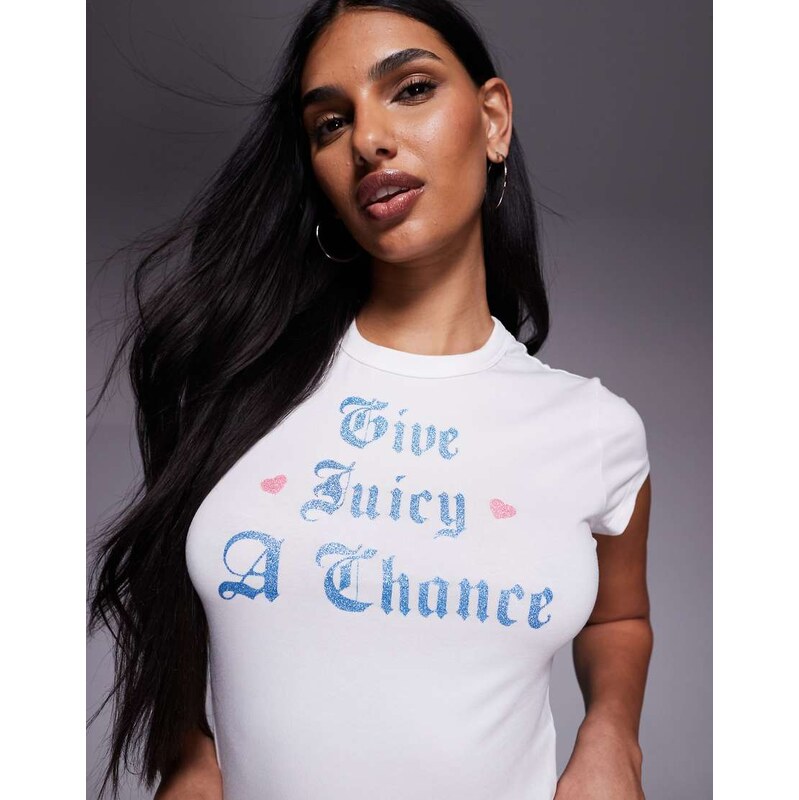 Juicy Couture give juicy a chance glitter logo fitted baby t-shirt in 114689900